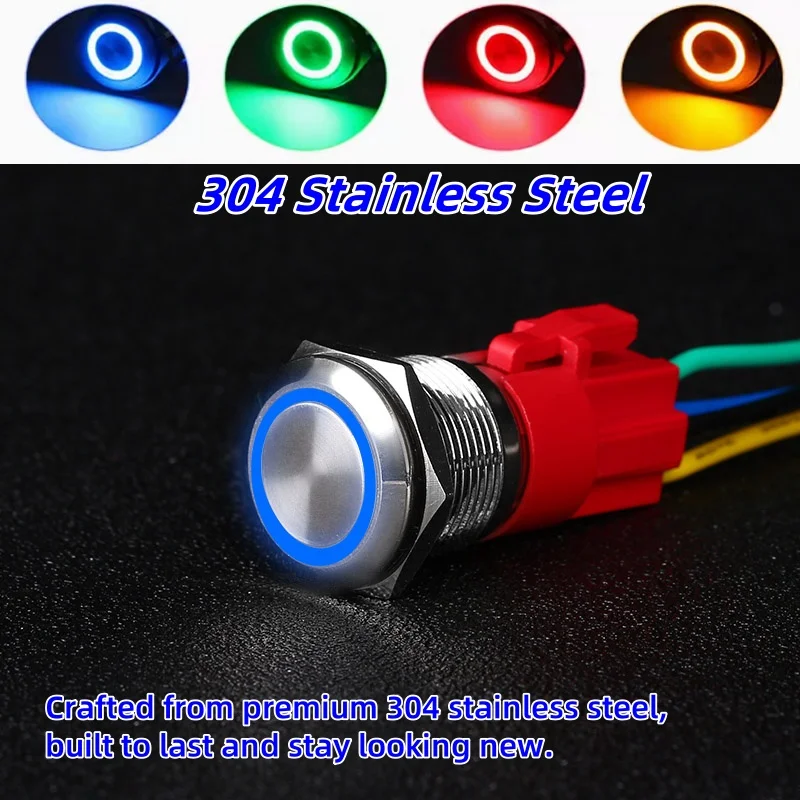 

304 stainless steel Push Button Switch 16/19/22/25MM Power On Off Car Boat Start Stop Momentary reset /Self Locking/Latching