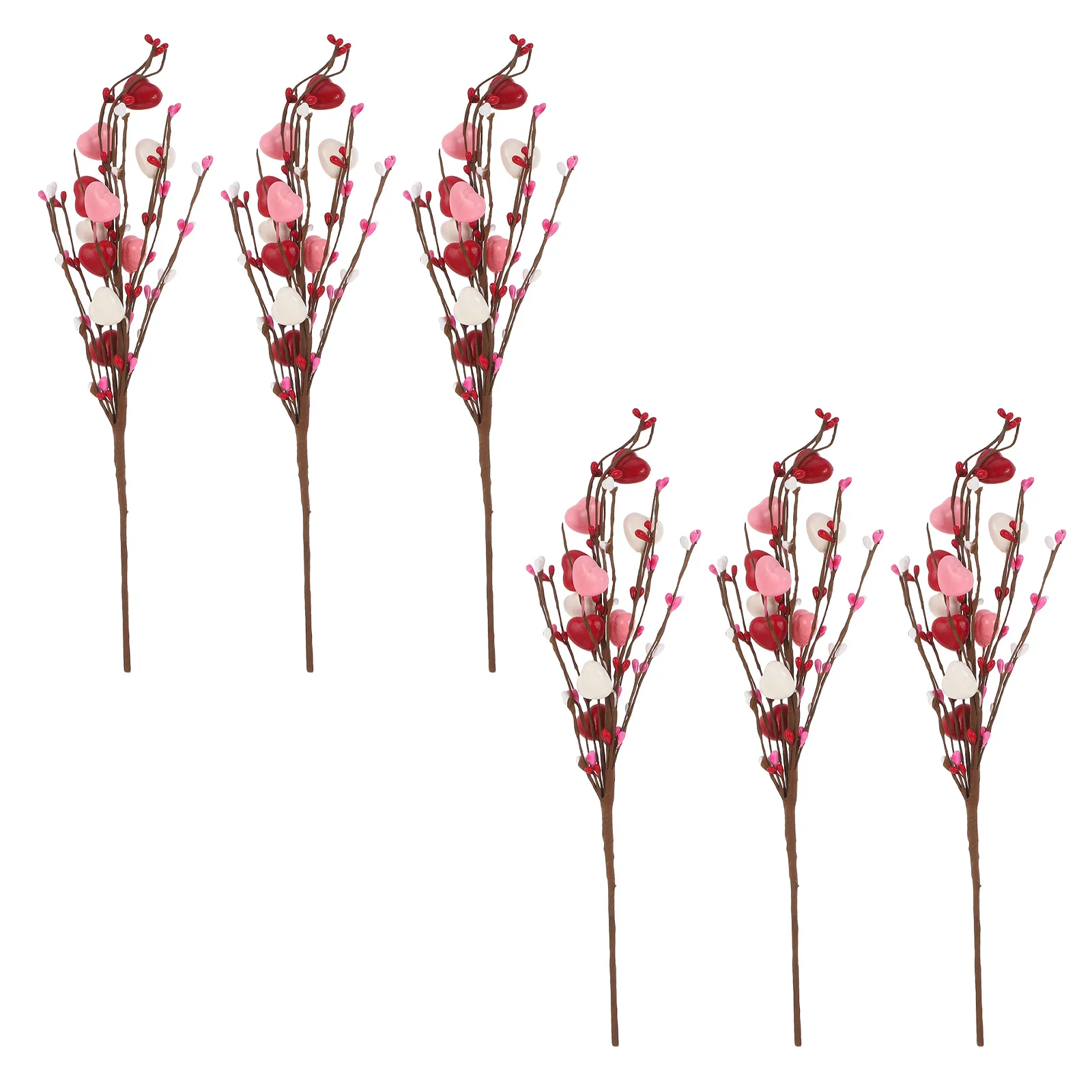 

6Pcs Heart Shaped Artificial Berry Branches Romantic Faux Valentine Stems for Vase Decor Valentines Day Decorations