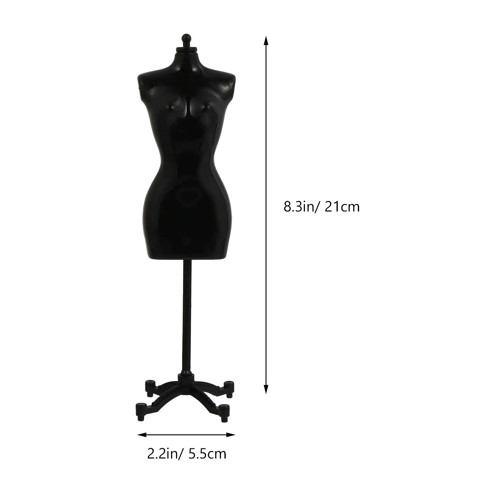 6 stks Mini Mannequin Model Jurk Rack Halve lengte Display Kleding Accessoires Zwart Wit