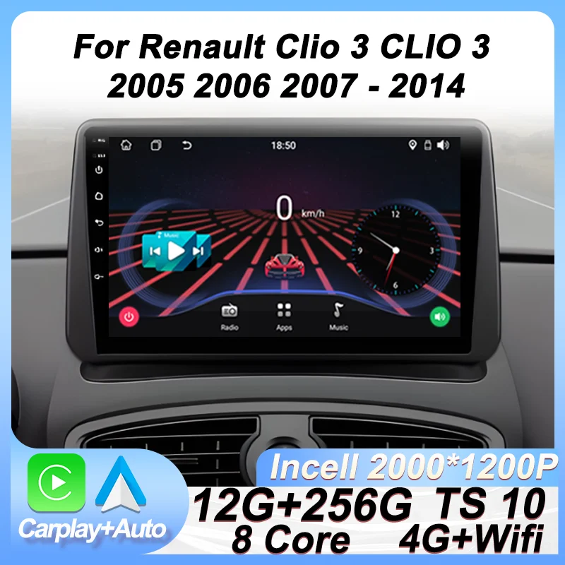 

Car Radio Car Multimedia Player For Renault Clio 3 CLIO 3 2005 2006 2007 - 2014 Automotive Multimedia Carplay Android Auto 5G BT