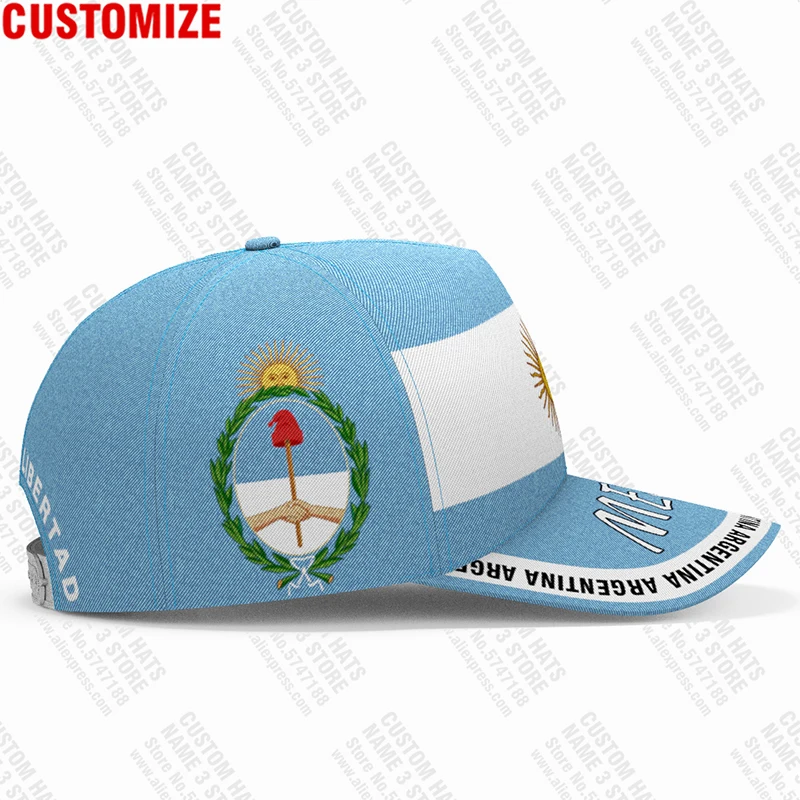 Argentina Youth Free Custom Name Arg Casual Hat Travel Country Gyms  Ar Flags Spanish Argentine Nation Print Photo Baseball Cap