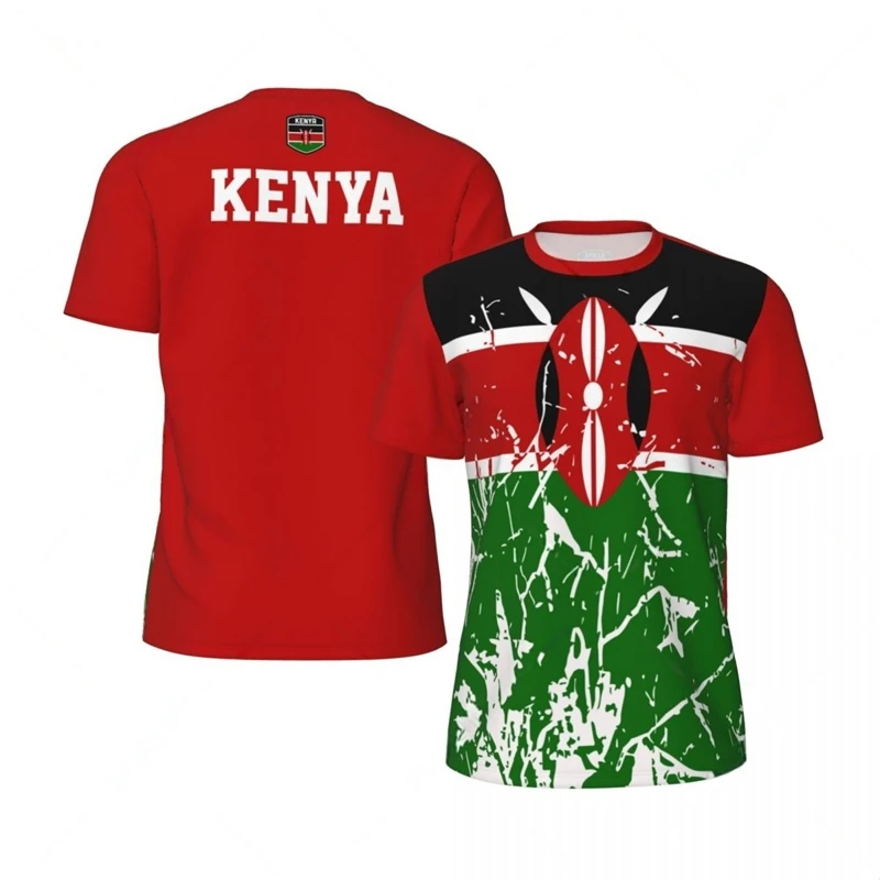 Kenya Flag 3D Printed Jersey Summer Fashion Short Sleeve Casual Mens Sports T Shirt Quick Dry Breathable Football T-shirts