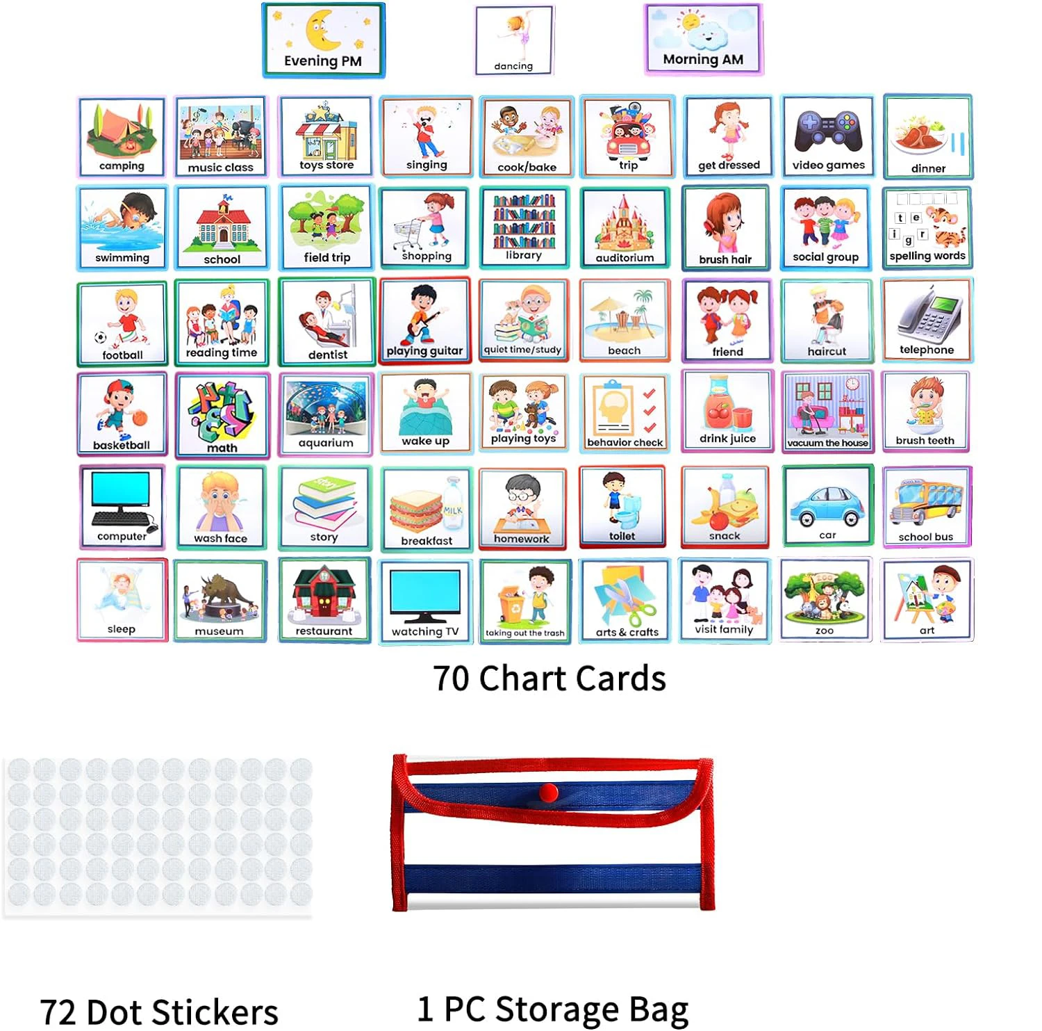 Visual Schedule Chart for Kids 3 in 1 Daily Chore Chart With 70 Cards Autism Learning Materials for Home School