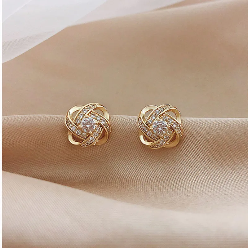 Pendientes de cristal llenos de moda coreana con aguja de plata 925 para mujer, joyería 2025, nuevos pendientes geométricos de tendencia con pasador de flores Brinco