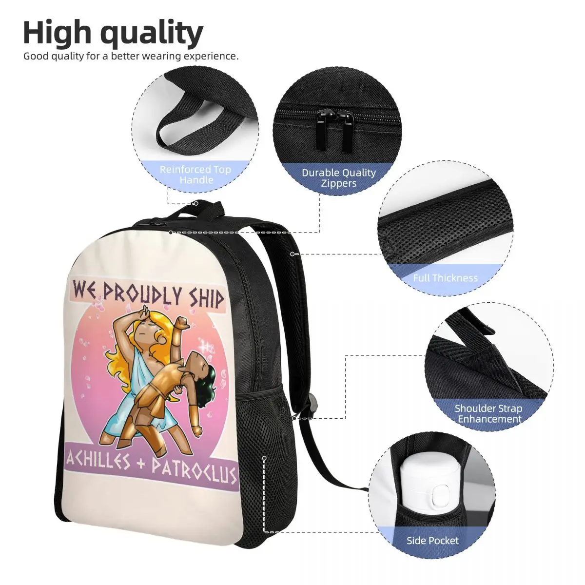 Zaino per studenti di Achille + Patroclus Borsa da scuola Zaino da viaggio per escursionismo per uomo Donna Borse a tracolla per libri alla moda