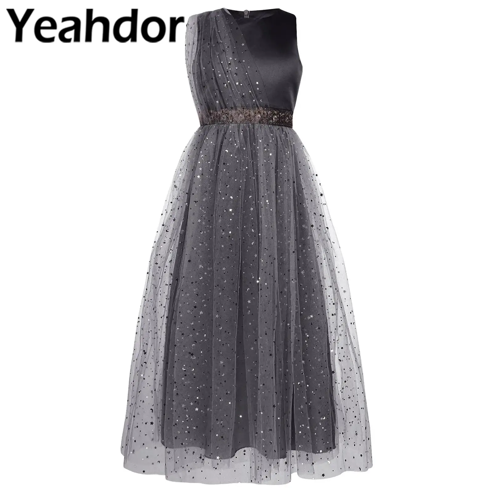 Junior Bridesmaid Girls Wedding Party Dress Sequined Tulle Maxi Dresses for Birthday Cocktails Christmas Evening Prom Gown