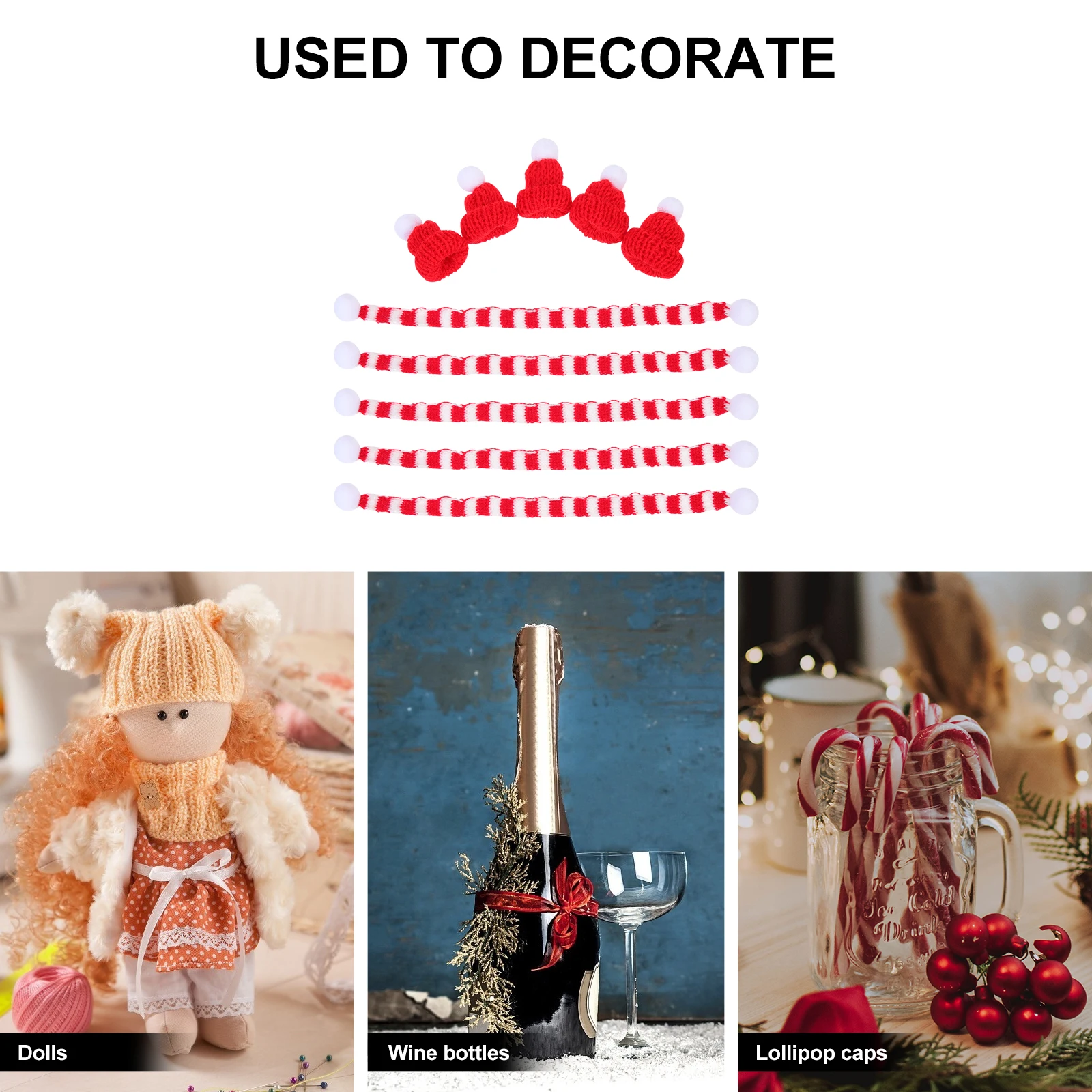 

5 Sets Wool Hat Scarf Christmas Ornament Holiday Mini Hats Bottle Decoration Tiny Yarn Ornaments Miss