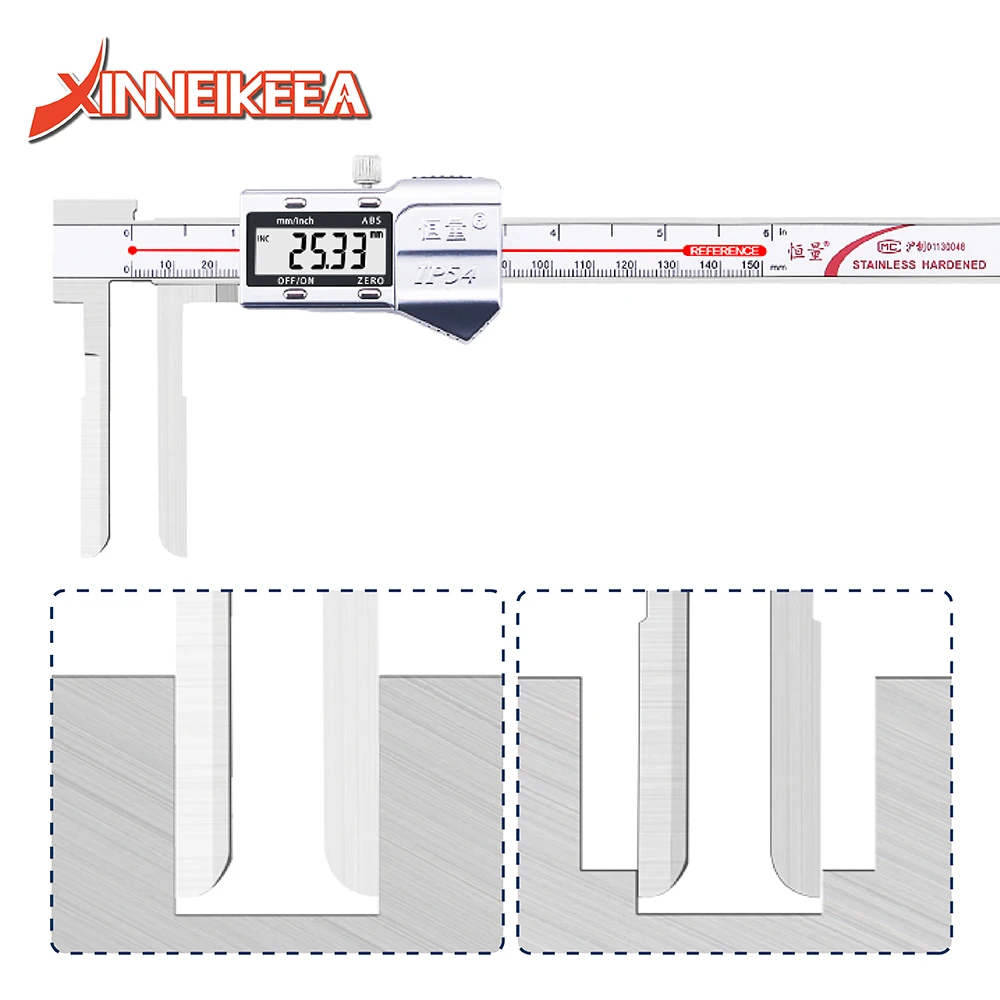 High Precision Long Jaw Inner Diameter Digital Display Caliper 150mm 200mm 300mm 4CR13 Non Standard Calipers Industrial Grade