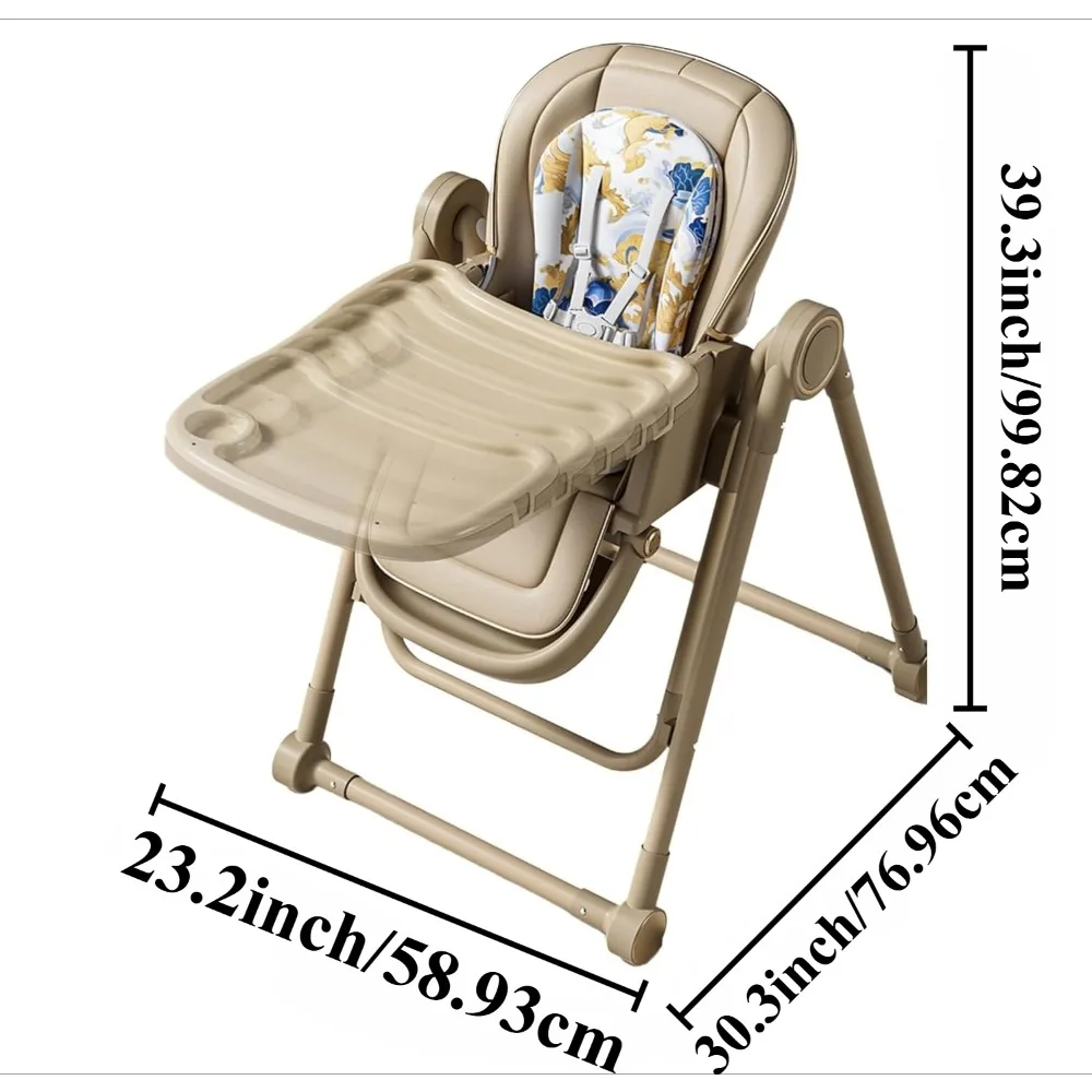 2 in 1 Portable Baby High Chair for Babies & Toddlers Swing Chair Foldable with Wheels Cushion Adjustable Height Learning Table