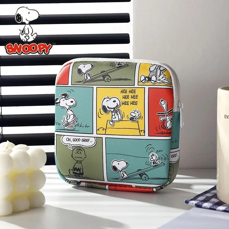 Snoopy Cartoon Women Tampon Storage Bag Sanitary Pad Pouch Napkin Cosmetic Bags Female Makeup Bag Girls Tampon Holder Organizer