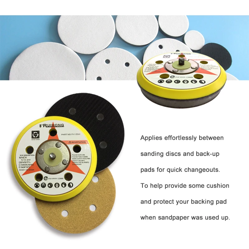 1/3/5pcs High-Density Interface Pad 5Inch 5Hole Hook Loop Sponge Cushion Buffer Backing Pad 125mm for Uneven Surface Polishing