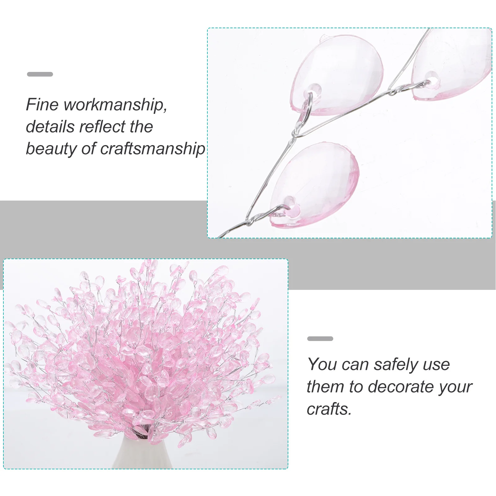 

50pcs Simulation Flower Decor Acrylic Bead Flowers Diy Bead Sticks Wedding Party Decorations Bride Hair Accessory Bouquet