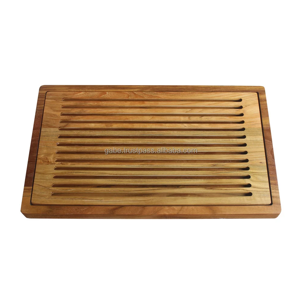 Nesting Bread Board Cutting Board Solid Teak Wood 55 x 32 Cm