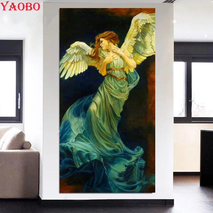 angel girl wings 1 Panel 5D diy Diamond painting mosaic square round drill embroidery cross stitch European style wall hanging