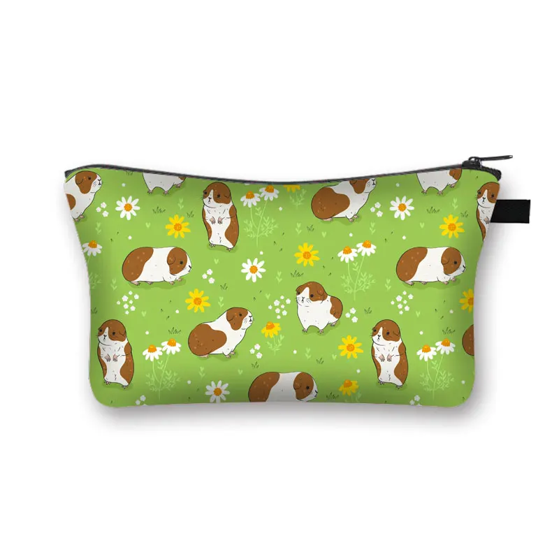 Cute Pet Guinea Pig / Hamster Print Cosmetic Case Women Makeup Bag Organizer Lipstick Jewels Storage Beauty Bags Zipper Pouch