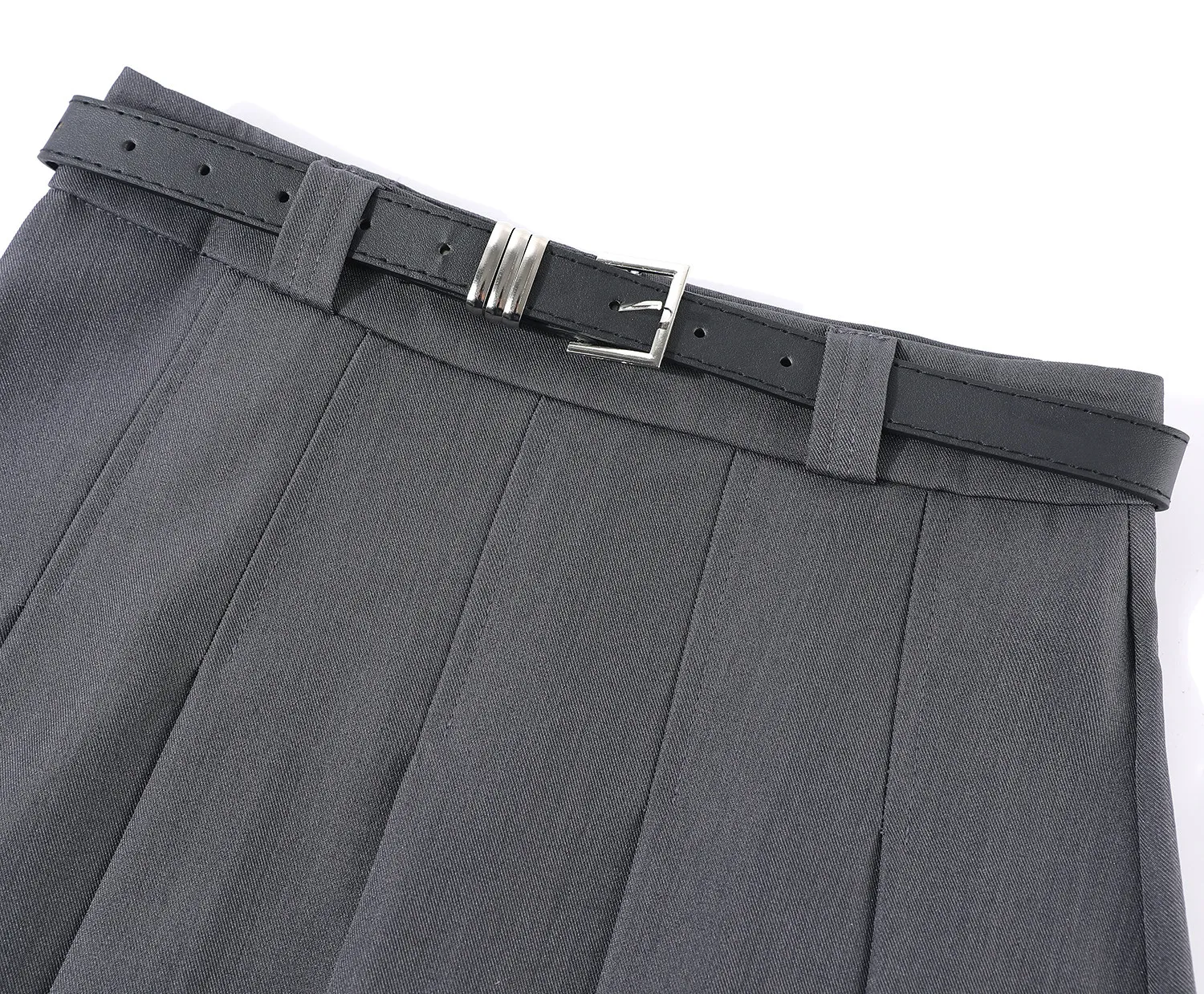 Langer Rock für Damen Herbst Winter 2026 Neuerscheinung Hochtaillierter Plisseerock mit Gürtel in Grau oder Schwarz Damenrock Bestseller – Detail 17