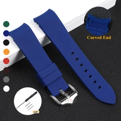 18mm 19mm 20mm 21mm 22mm 23mm 24mm Curved End Silicone Watchband for Seiko for Rolex Soft Rubber Waterproof Bracelets