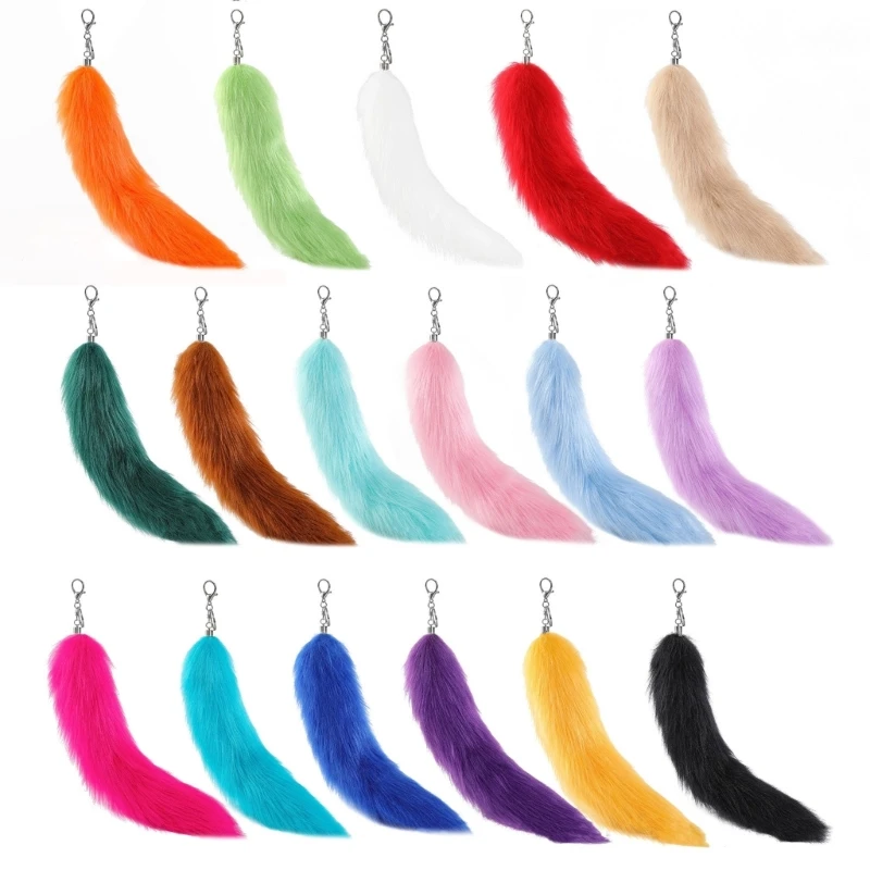 Stylish Bag Pendant Animal Tail Phone Case Adornments Fashion Keychain Soft Unisex Keyrings Colorful Key Pendants