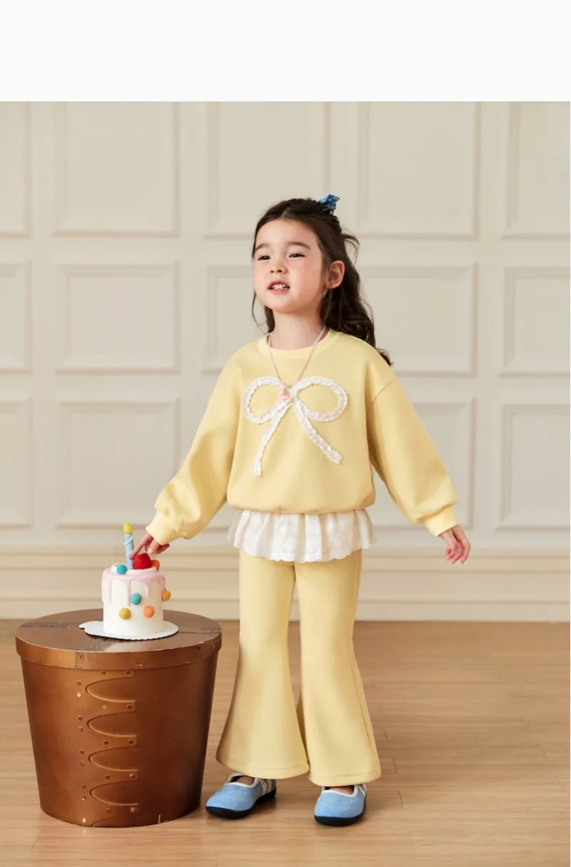 RAISE 2-8 Jahre Kinder Mädchen Zweiteiliges Outfit Herbst Kinder Mädchen Schleifen-Sweatshirt Trainingsanzüge 2026 Spitzenbesetzte Schlaghose Outfits – Detail 33