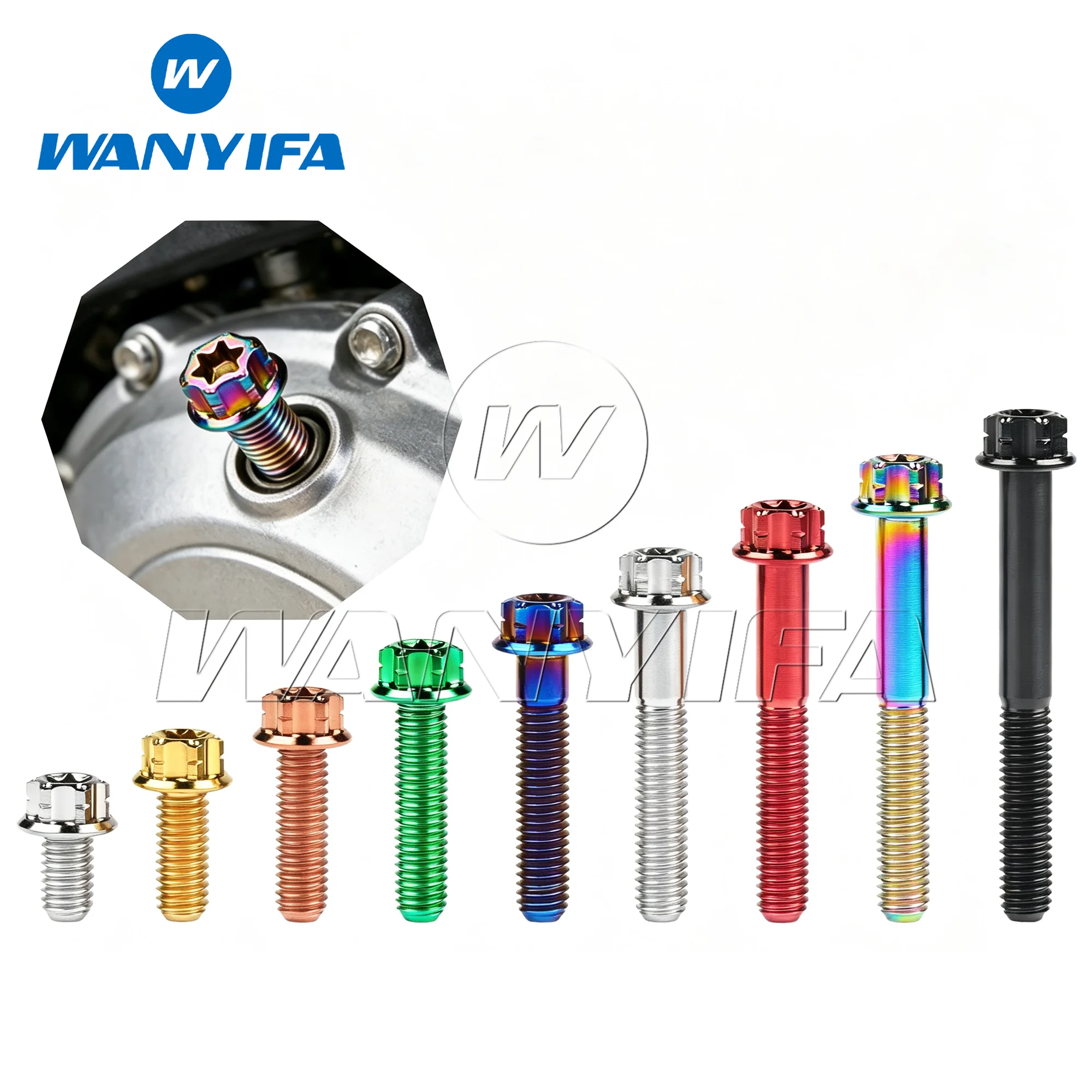 Wanyifa Titanium Bolt M6x10/15/20/25/30/35/40/45/50/55mm Torx Flange Head for Motorcycle Decoration Modification  4pcs/10pcs