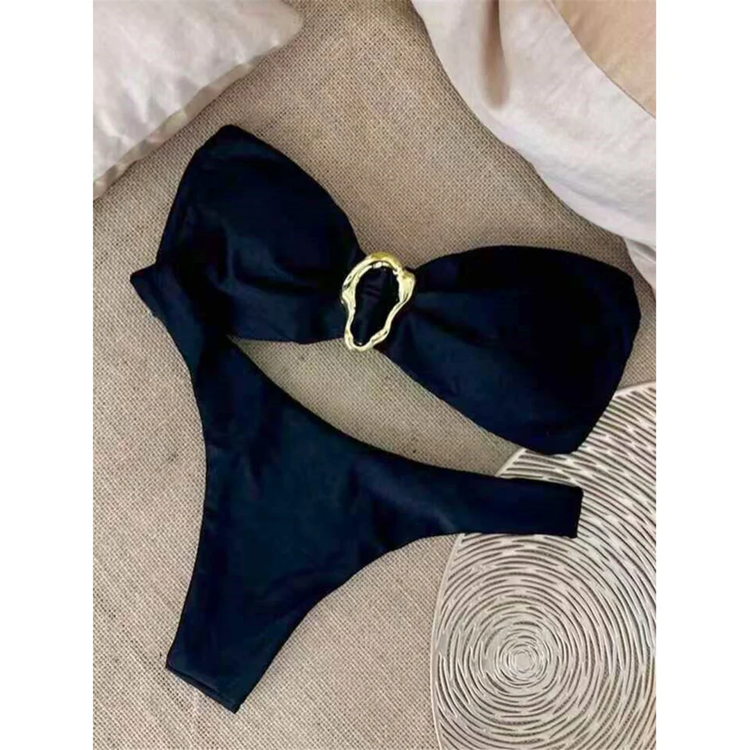 7 Farben Bandeau Metallring Brasilianischer Bikini Damen Badeanzug Frauen Bademode Zweiteiliger Bikini-Set Badeanzug Schwimmanzug V6516 – Detail 30