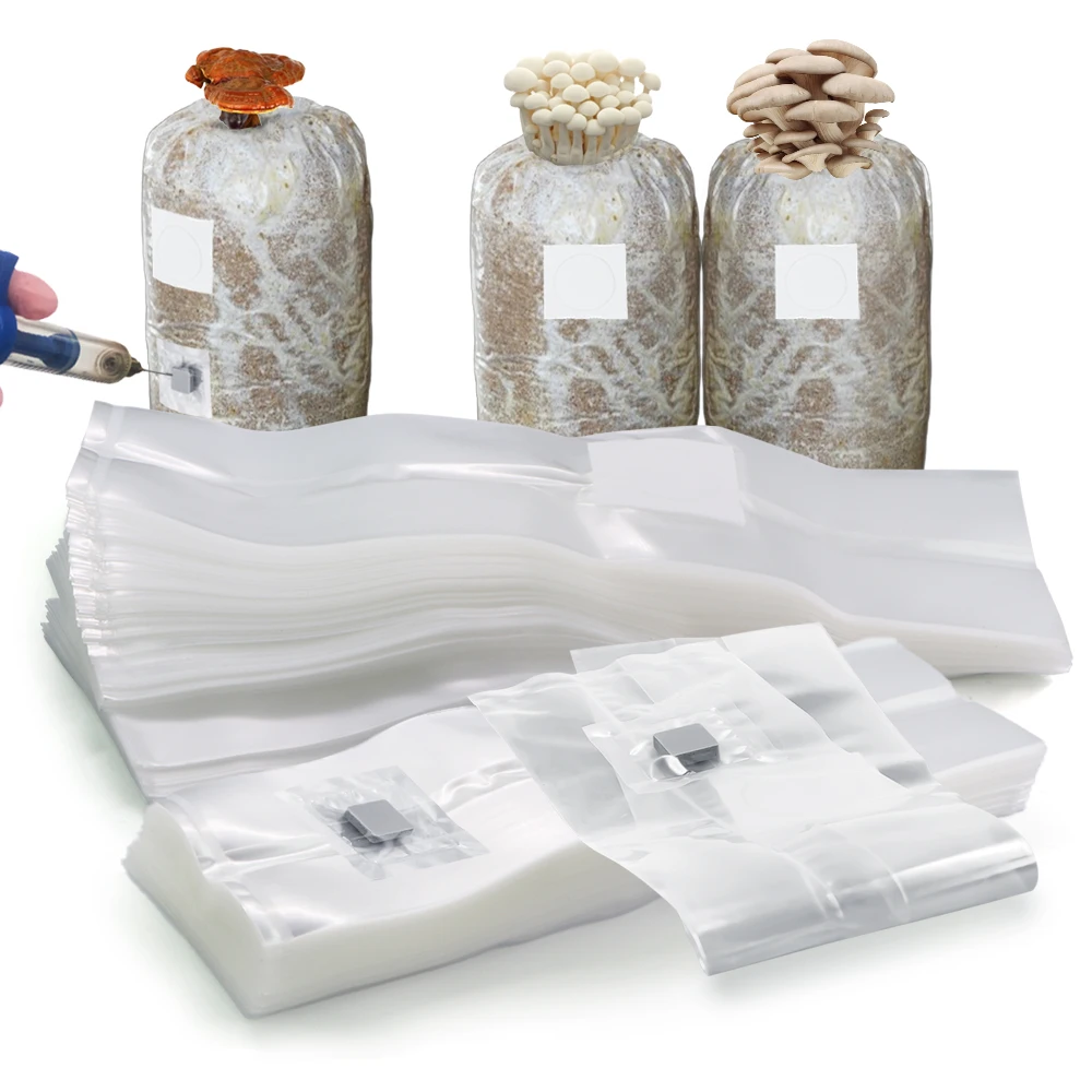 0,2 μm Filter, PP-Pilz-Wachstumsbeutel für Gartenfarm, autoklavierbares Substrat, Spawn, sterilisierter, hydratisierter Getreidebeutel mit Injektionsanschluss