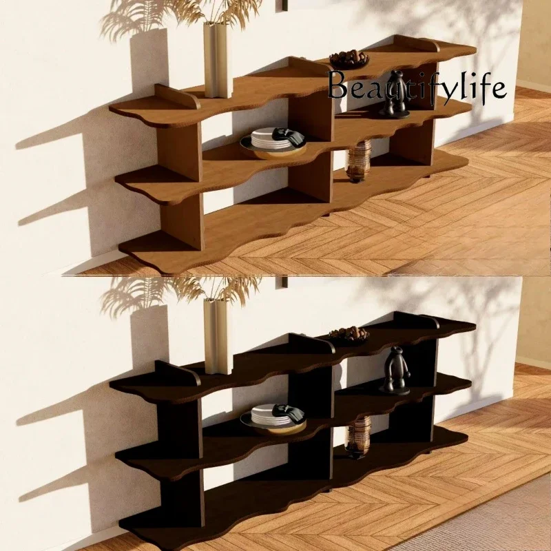 BJ Nordic Birch Rack Baffle Creative Home Living Room Wavy Floor Storage Display Stand Home Accessories