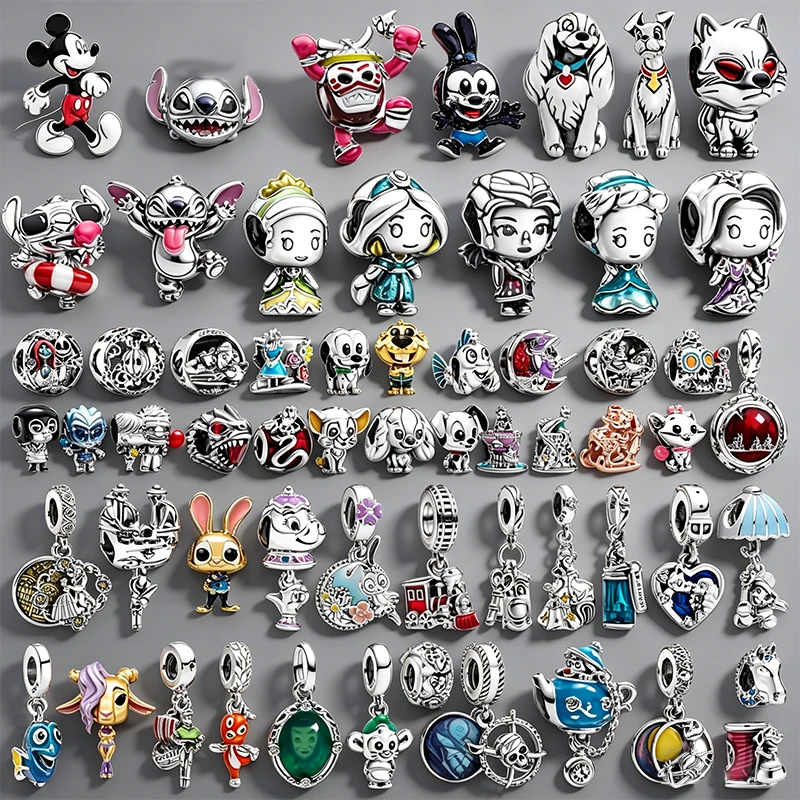 Gran Oferta: Abalorios de Dibujos Animados de Disney, Abalorios Separadores de Personajes de Stitch y Princesas, Compatibles con Pulseras Originales, Regalos de Joyería DIY para Mujer