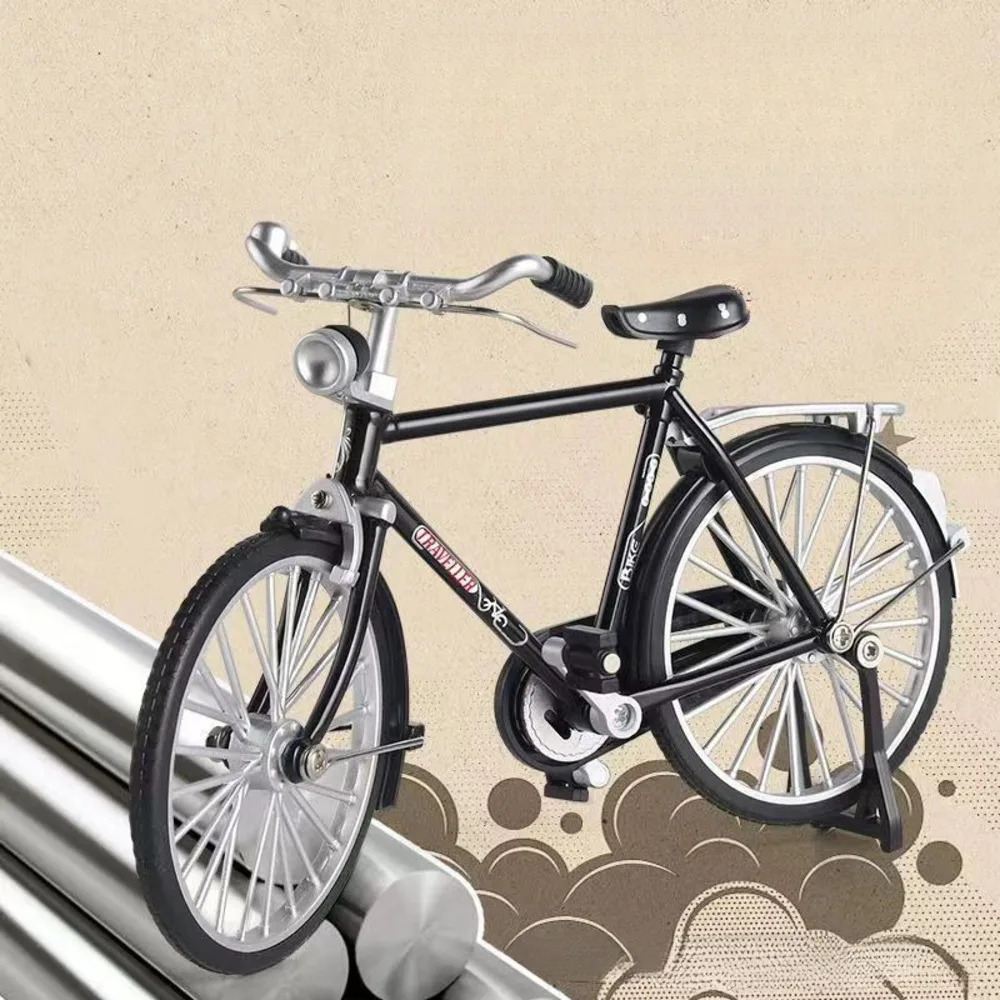 Giocattolo di assemblaggio di simulazione modello classico per bicicletta in lega fai-da-te retrò classico da 28 pollici per la visualizzazione di figurine di bici da collezione