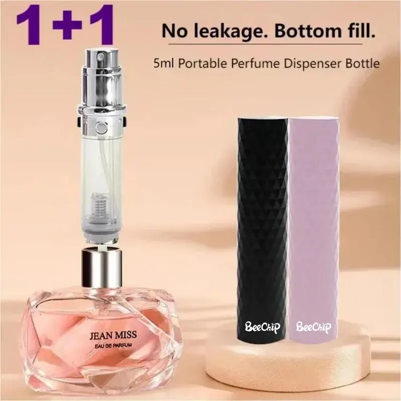 2PCS 5ml Perfume Spray Bottle Smooth Press Easily Carry Travel Bottle Sealed Design Glass Sprayer Extraction Filling Bottle