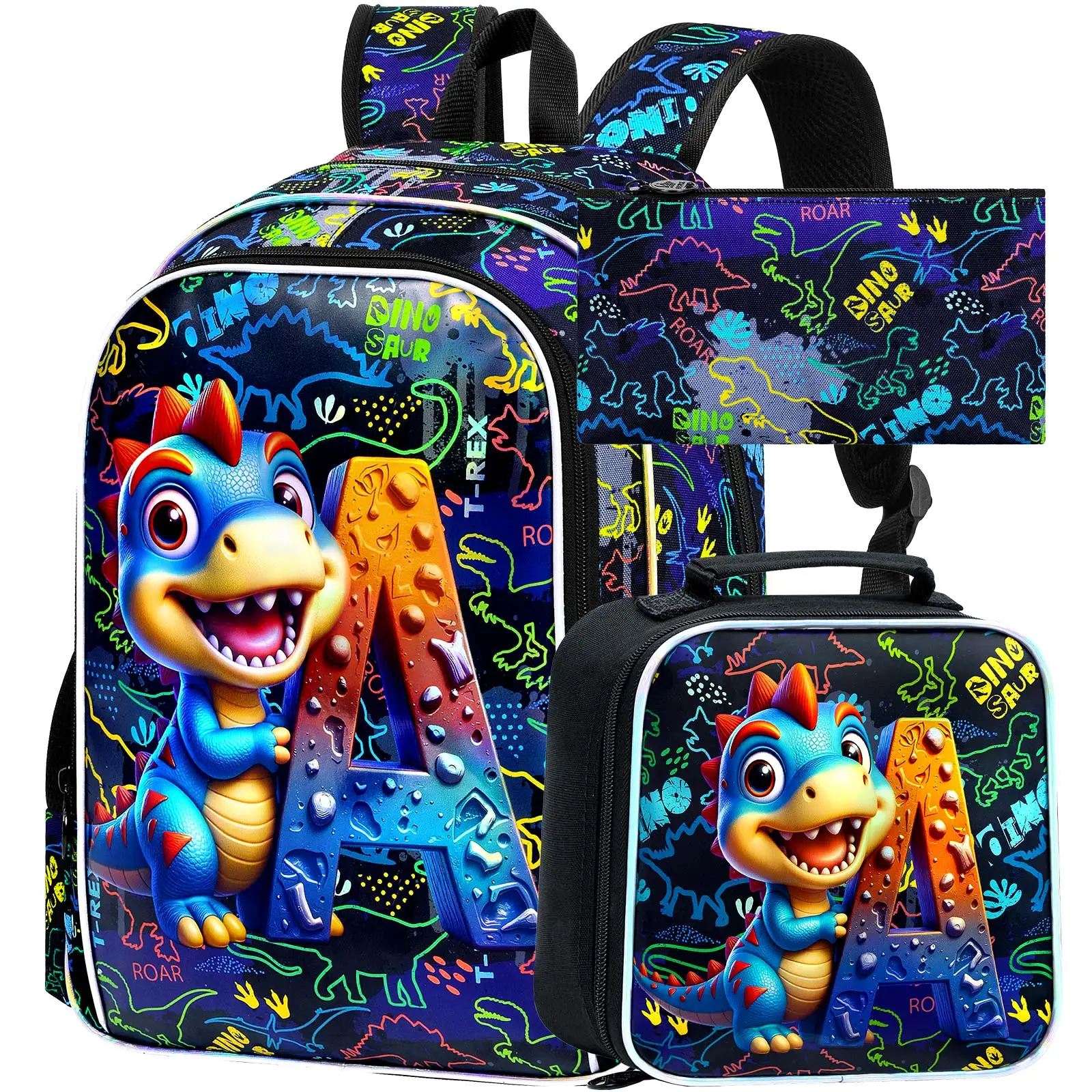 

Набор из 3 рюкзаков для мальчиков: 16-дюймовый детский рюкзак, сумка для книг и ланч-бокс, рюкзаки для дошкольников и начальной школы