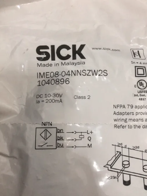 SICK proximity switch IME08-04NNSZW2S, made in Malaysia, order number 1040896, brand new and original