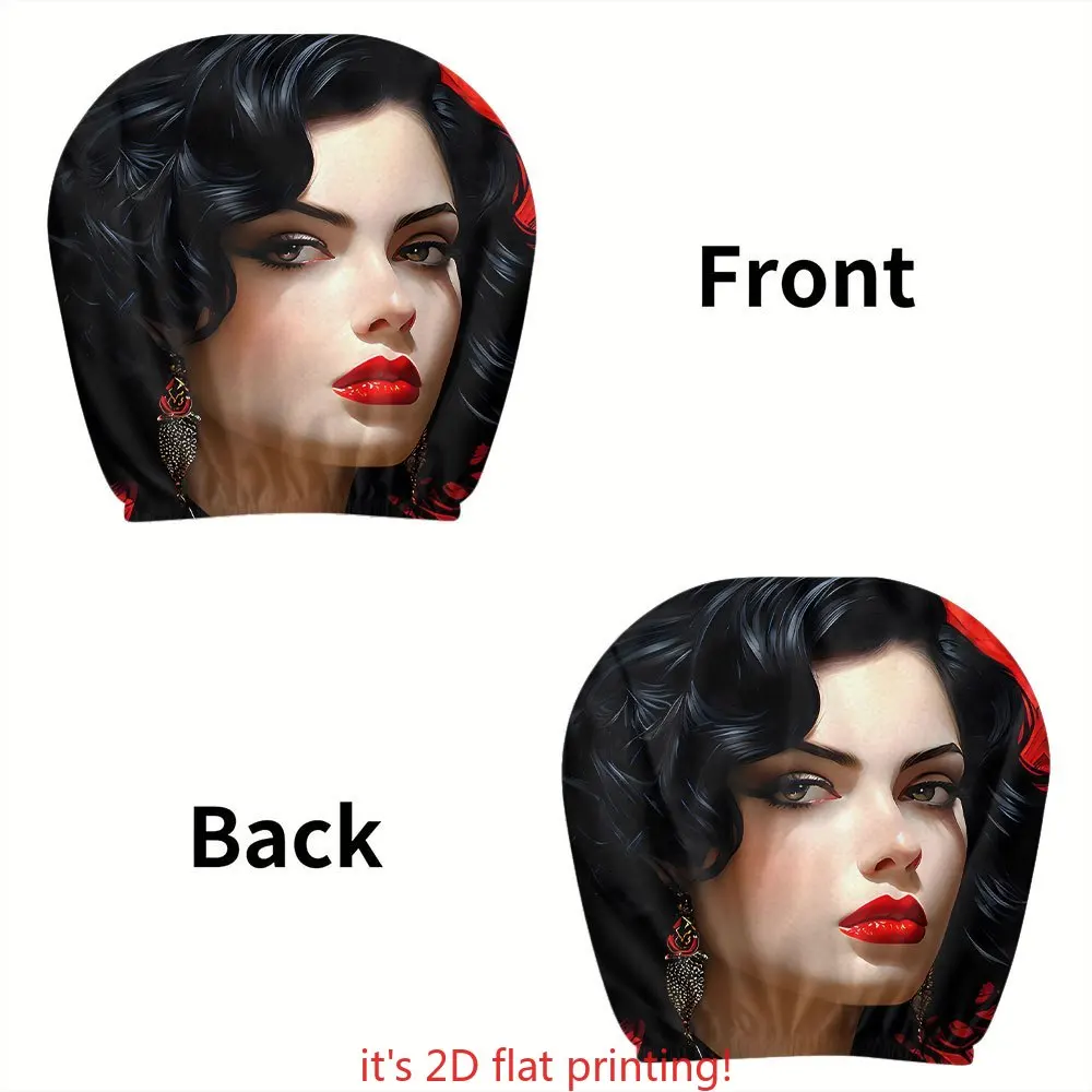 2pcs Vintage Gothic Lady Car Headrest Covers/100% Durable/No-Fill, Easy Install & Wash/Creative Decor & Protector