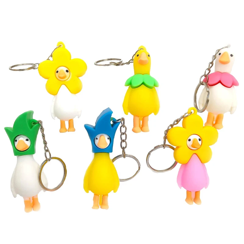 Cute Flower Duck Animal Keychain Key Ring For Women Men Friend Gift Creative Funny Cartoon Goose Doll Bag Box Car Key Jewelry