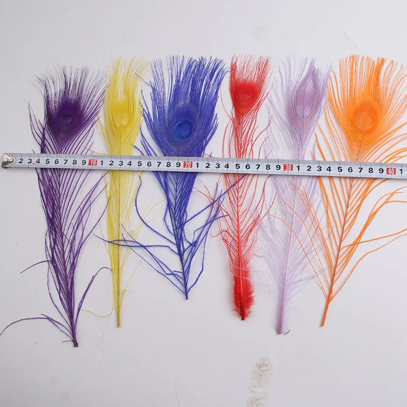 Penas de pavão coloridas de 25-30cm, 10 unidades/saco, pluma de pavão para artesanato, decoração de carnaval, plumas