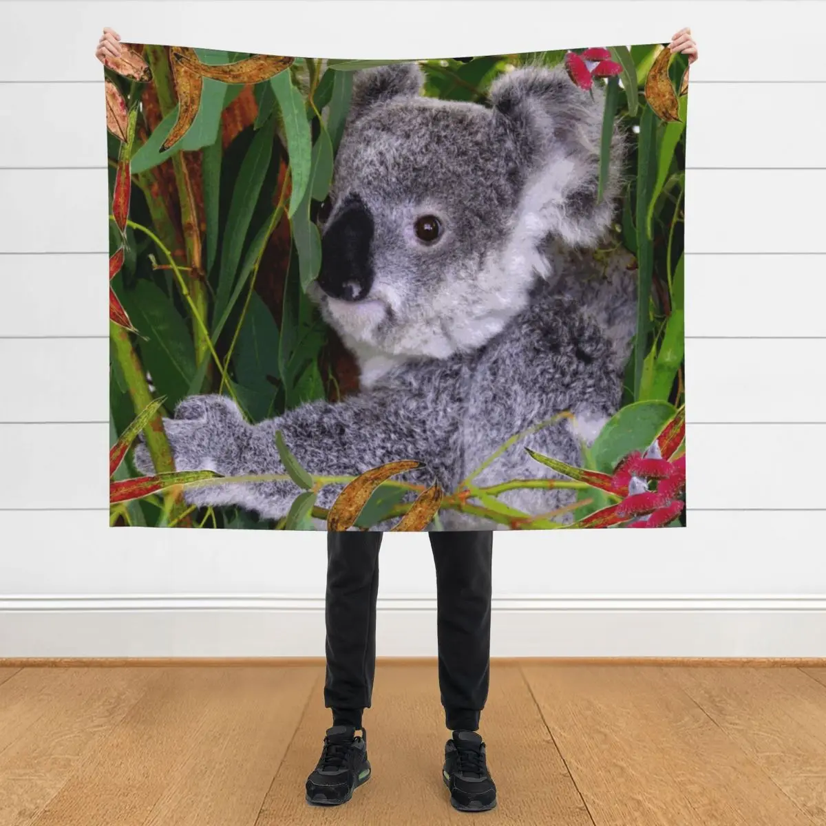 

AUSTRALIAN KOALA, BIOPHILIC ART Throw Blanket for sofa Large for babies Softest Blankets