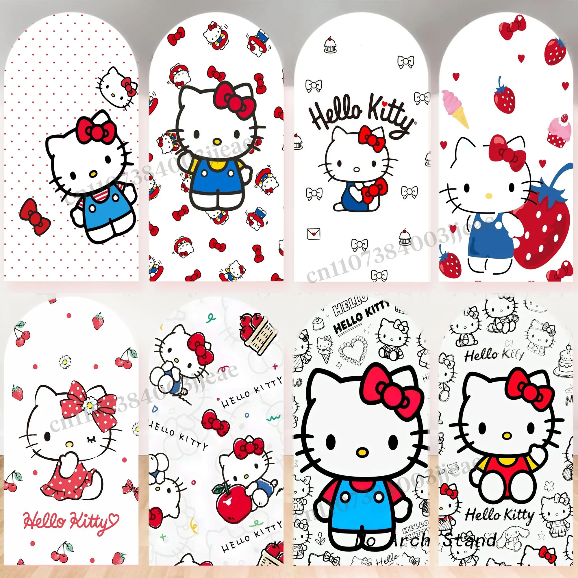 Hello Kitty Photo Birthday Arch Backdrop Wall Decor Cover Cartoon Cat Girls Kids Party Background Photography Studio Banner Prop