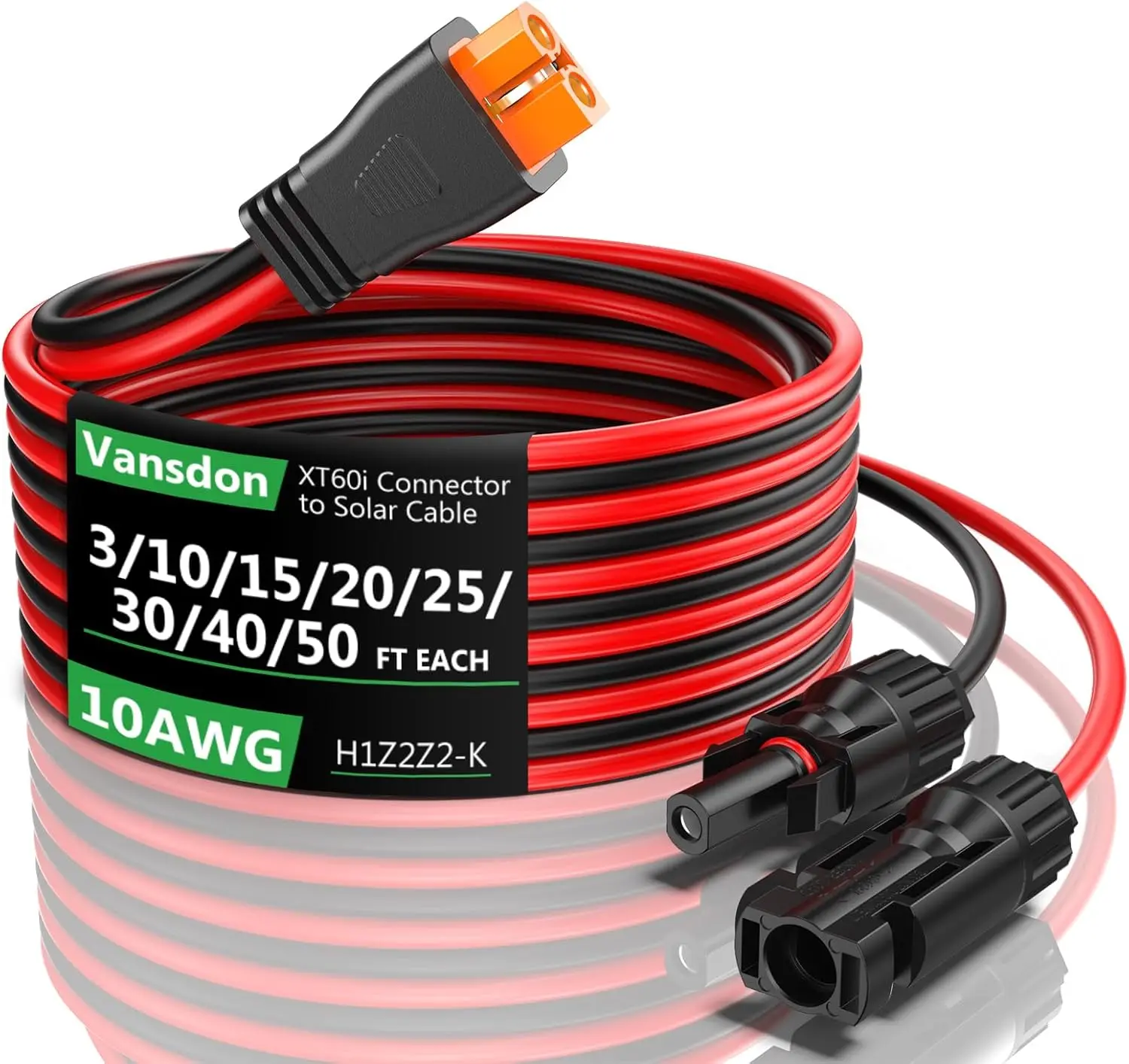 

Solar to XT60i Extension Cable 10AWG 30FT, Anti-Reverse XT60i Female to Male Connector for RV Foldable Solar Panel, Portable