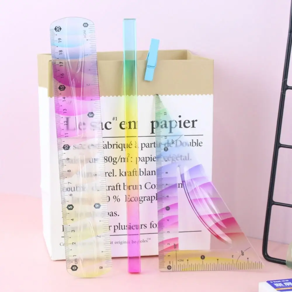 Plastic Soft Ruler Set Flexible 20/30CM Straight Ruler Freely Bendable Drawing Measuring Tools Set Square Students Use
