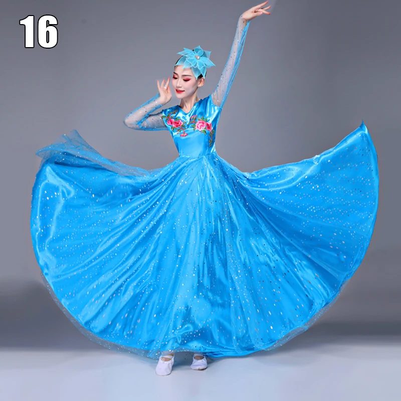 360 Degree Women Spanish Flamenco Dresses Lady Modern Dance Opening Dance Dress Swing Skirts Chorus Stage Performance Costume