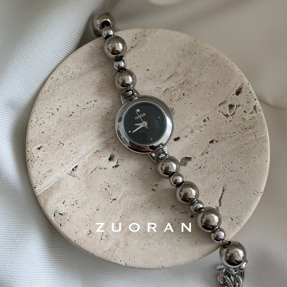 Silver beaded design, stylish and sophisticated, versatile bracelet watch, elegant women's watch, women's designer wristwatch