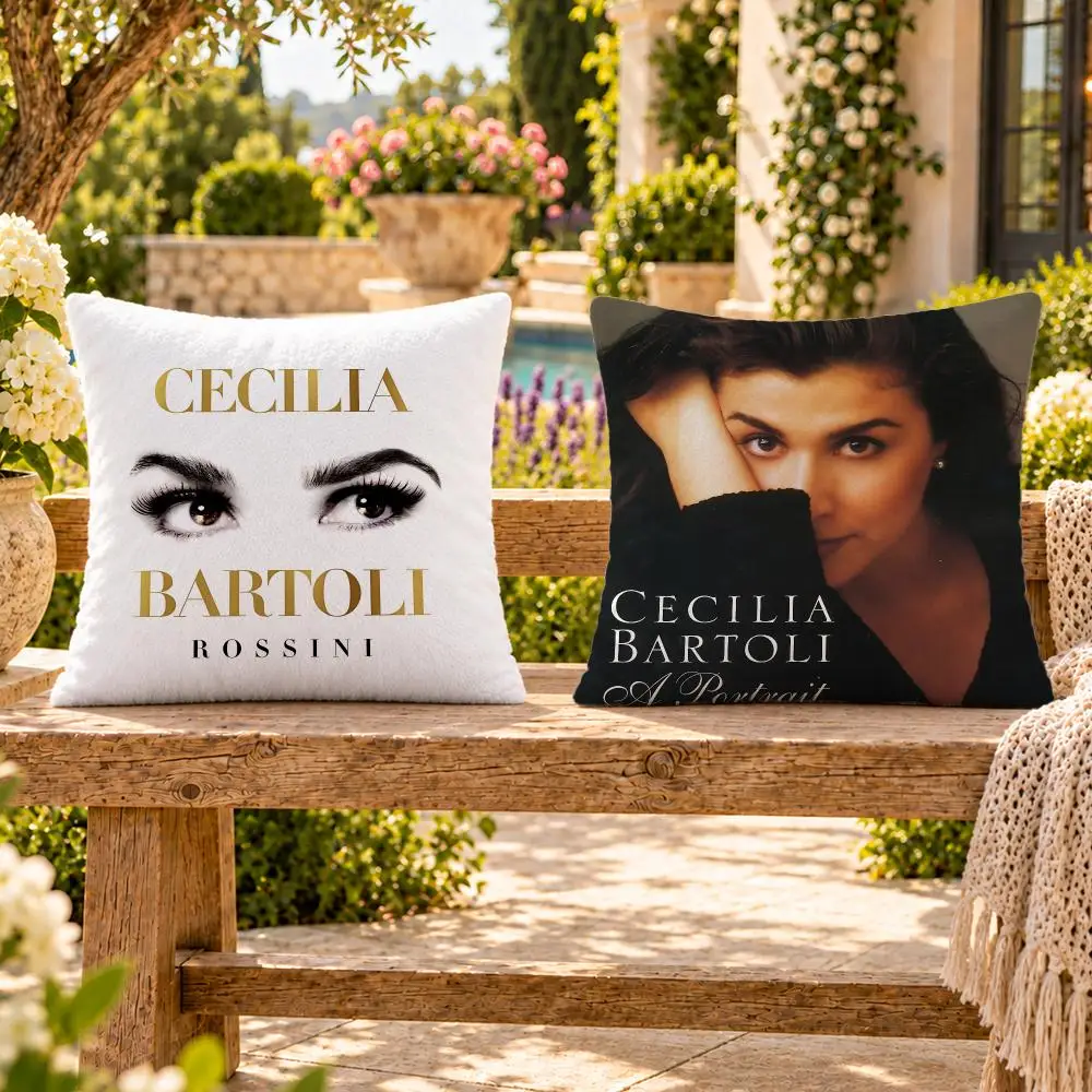 Singer Opera Cecilia Bartoli Cushion Cover Soft Plush Throw Pillow Cover Washable Sofa Bed Patio Chair Home Decor