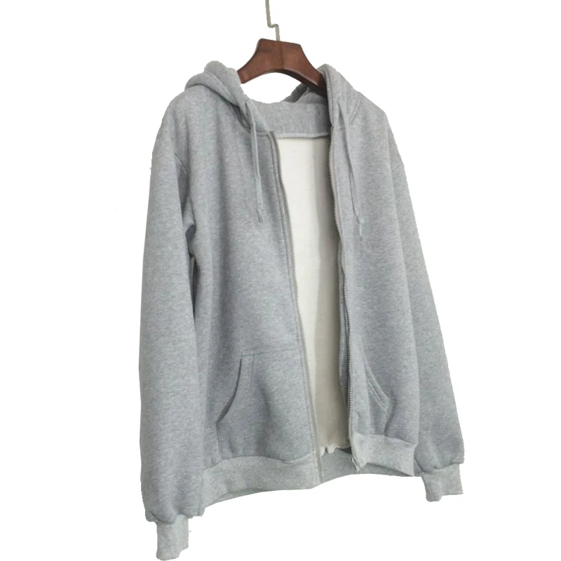 Hoodie Sweatshirts for Women Autumn Korean Loose Fleece Hooded Zipper Long Sleeved Cardigan