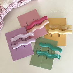 Two-Piece Set Candy Color Simple and Irregular Acrylic Wave Barrettes Retro Temperament Girl Side Clip Bang Clip Headwear