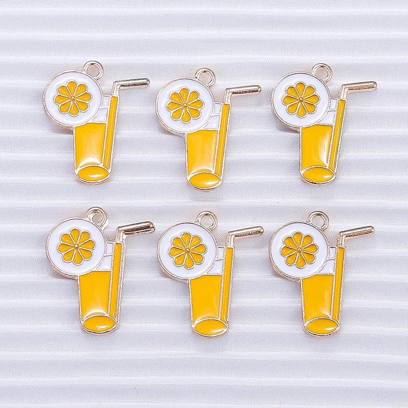 10pcs Mix Cute Summer Drink Charms Enamel Ice Cream Popsicle Charms Pendants for Jewelry Making DIY Earrings Necklace Craft Gift