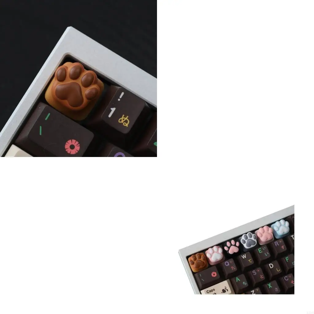 

K3NB Playful Kitten Claw Pattern Keycaps For Mechanical Keyboards Vibranted PBT 5 Color Option Smooth Typing Experience