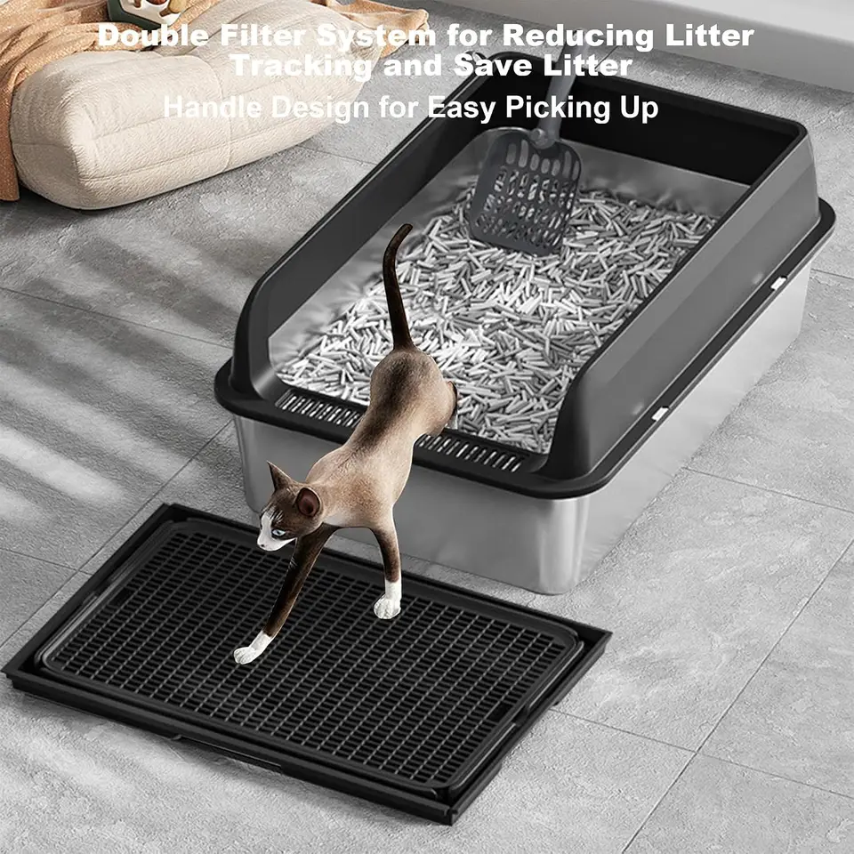 Leak Proof Stainless Steel Cat Litter Box