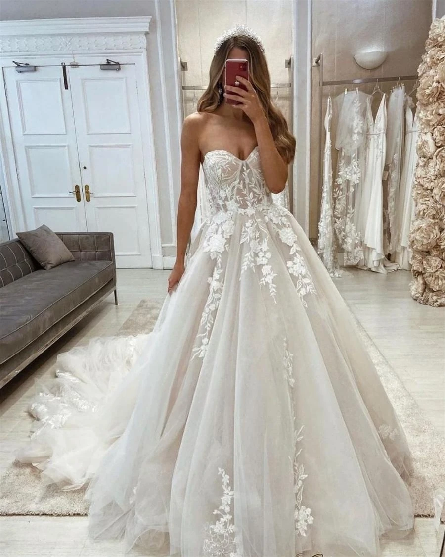 Nackte Hochzeits kleid Champagner Mesh sehen durch exponierte Knochen Brautkleid Spitze Vestido de Novia für Frauen anpassen Maß