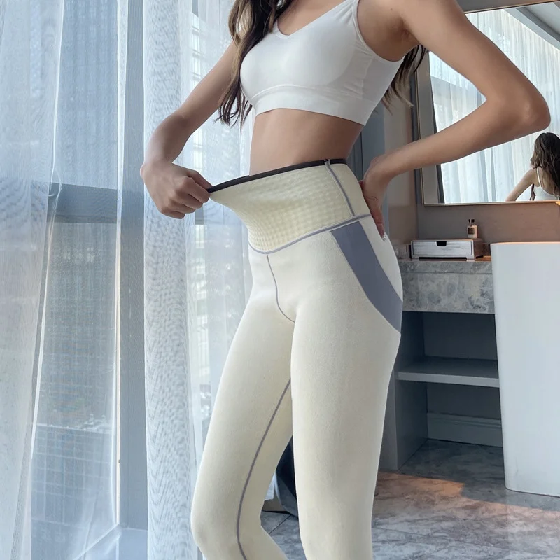 

Зимние утепленные леггинсы Tagkita с высокой талией, дизайн под кожу, латексные базовые штаны, женские длинные колготки