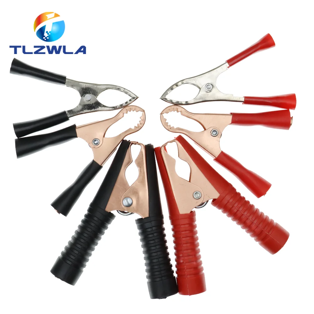 2PCS 30A 50A 100A Car Alligator Clips Battery Clamps Crocodile Clip Red Black Positive Negative 75MM 80MM 90MM length Red Black